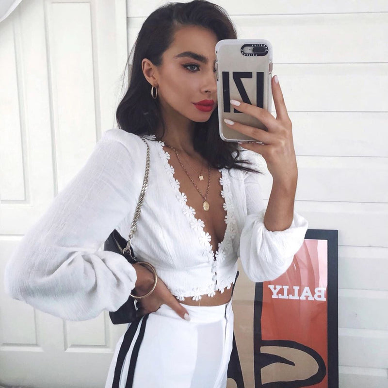 Renae Plunge Long Sleeve Top